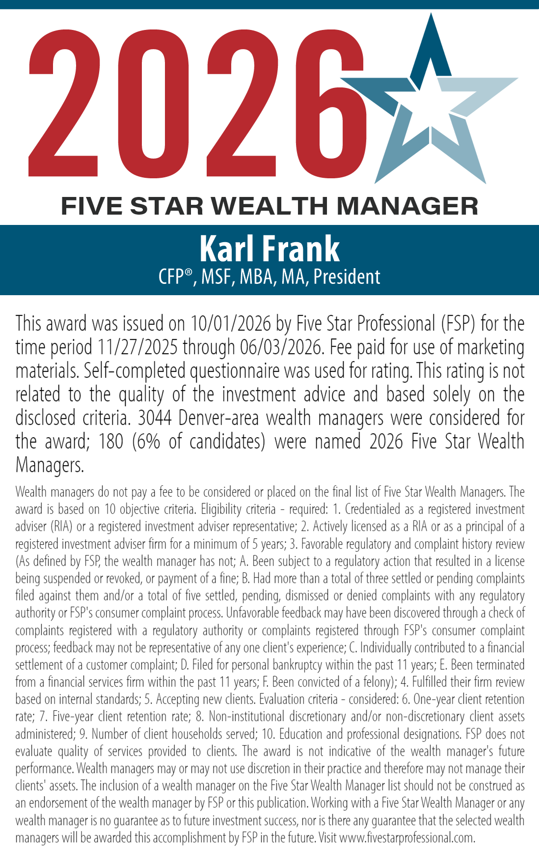 DENWM26_KarlFrank_54305_1 Professional Five Star Awarad